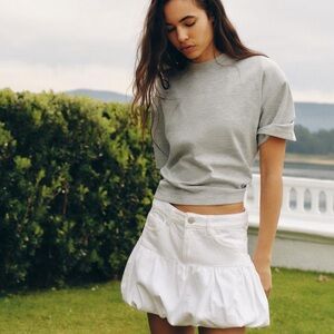 ZARA White Denim Ballet Balloon Bubble Mini Skirt